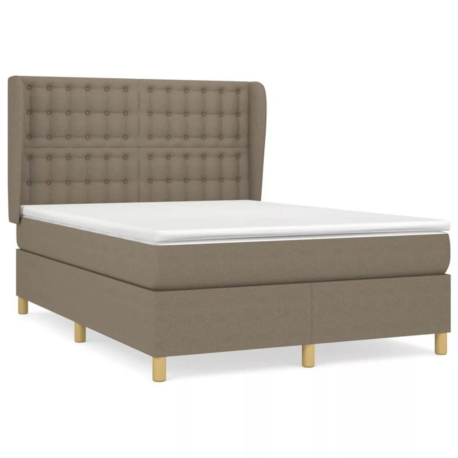 vidaXL Boxspringbett mit Matratze Taupe 140x200 cm Stoff1372805 günstig online kaufen