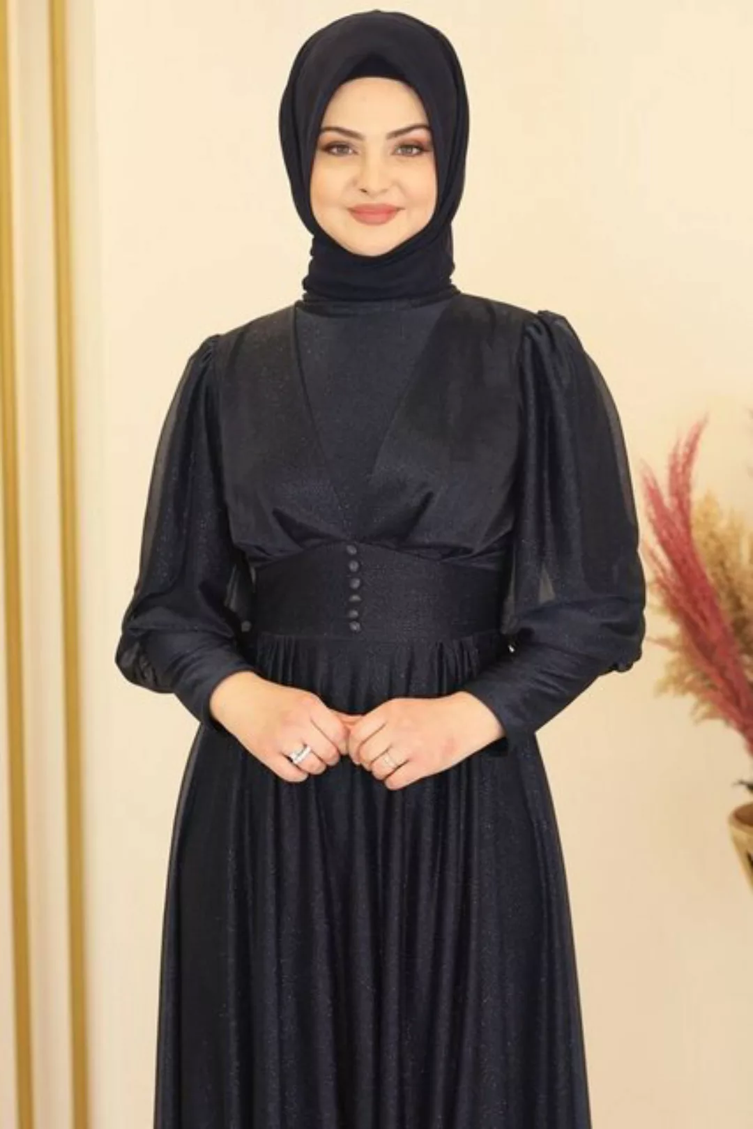 Modavitrini Abendkleid Damen Kleid langärmliges Maxikleid Abiye Abaya Hijab günstig online kaufen