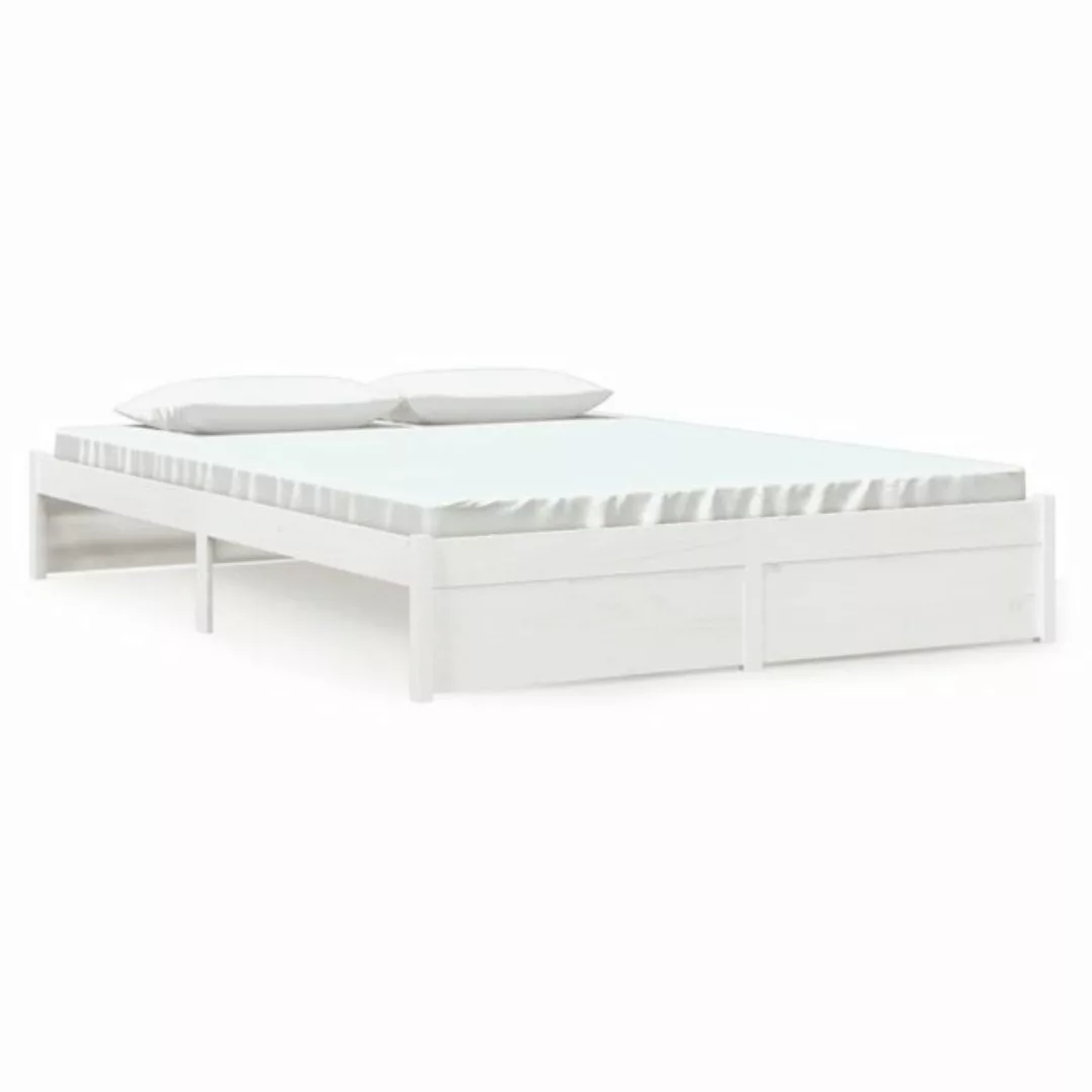 furnicato Bett Massivholzbett Weiß 150x200 cm King Size Kiefer günstig online kaufen