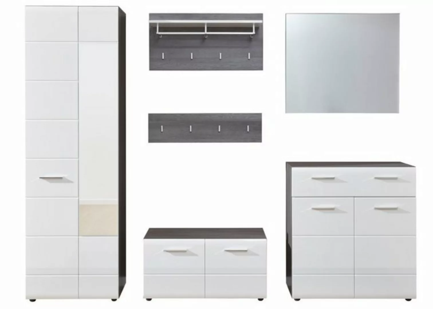 ebuy24 Kleiderschrank LineGD Garderobenmöbel Set rauchsilber, weiß Hochg günstig online kaufen