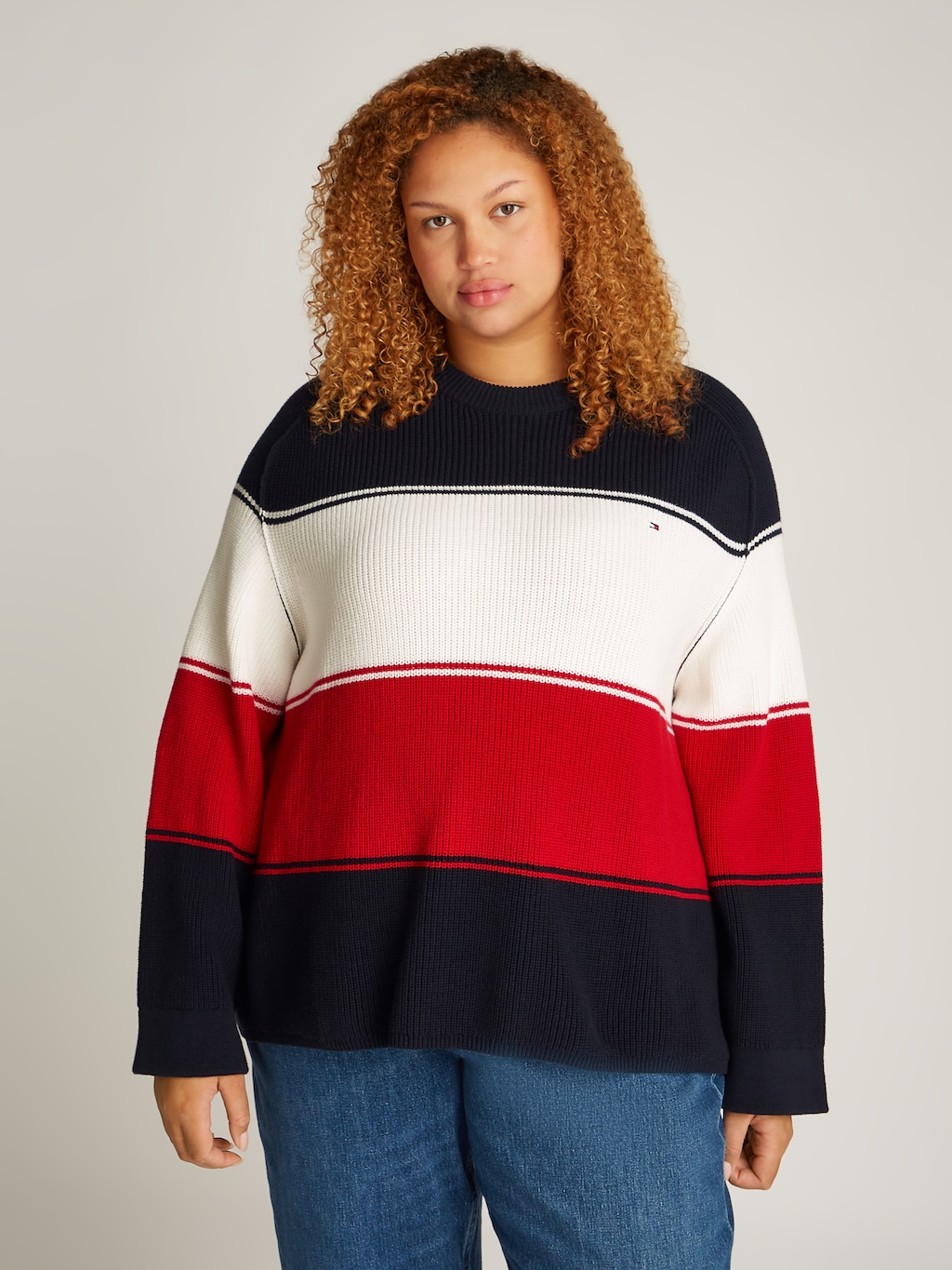 Tommy Hilfiger Curve Rundhalspullover CRV CO CARDI STITCH C-NK SWT Große Gr günstig online kaufen