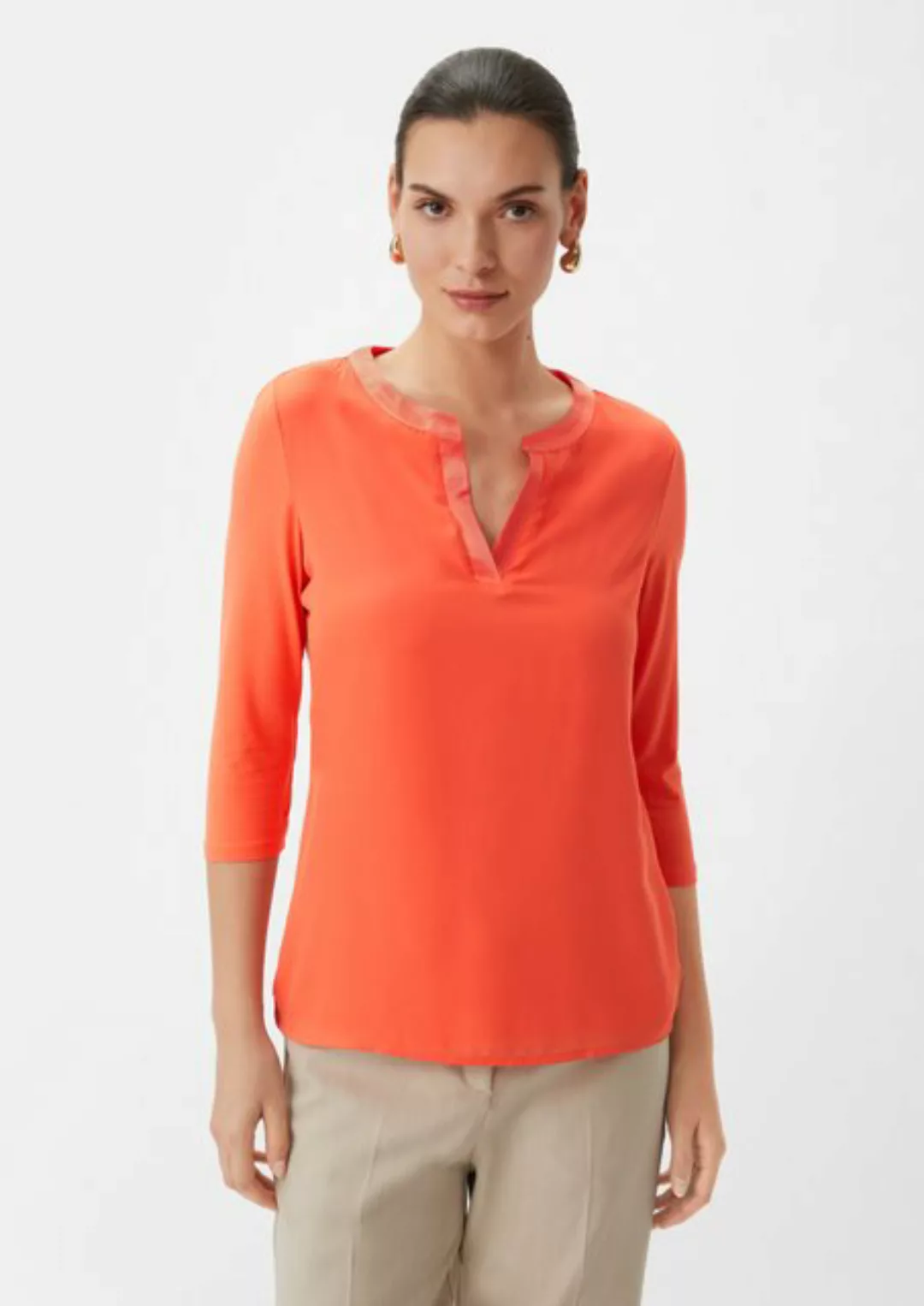 Comma Shirttop Satin-Crêpe-Shirt mit Tunika-Ausschnitt günstig online kaufen