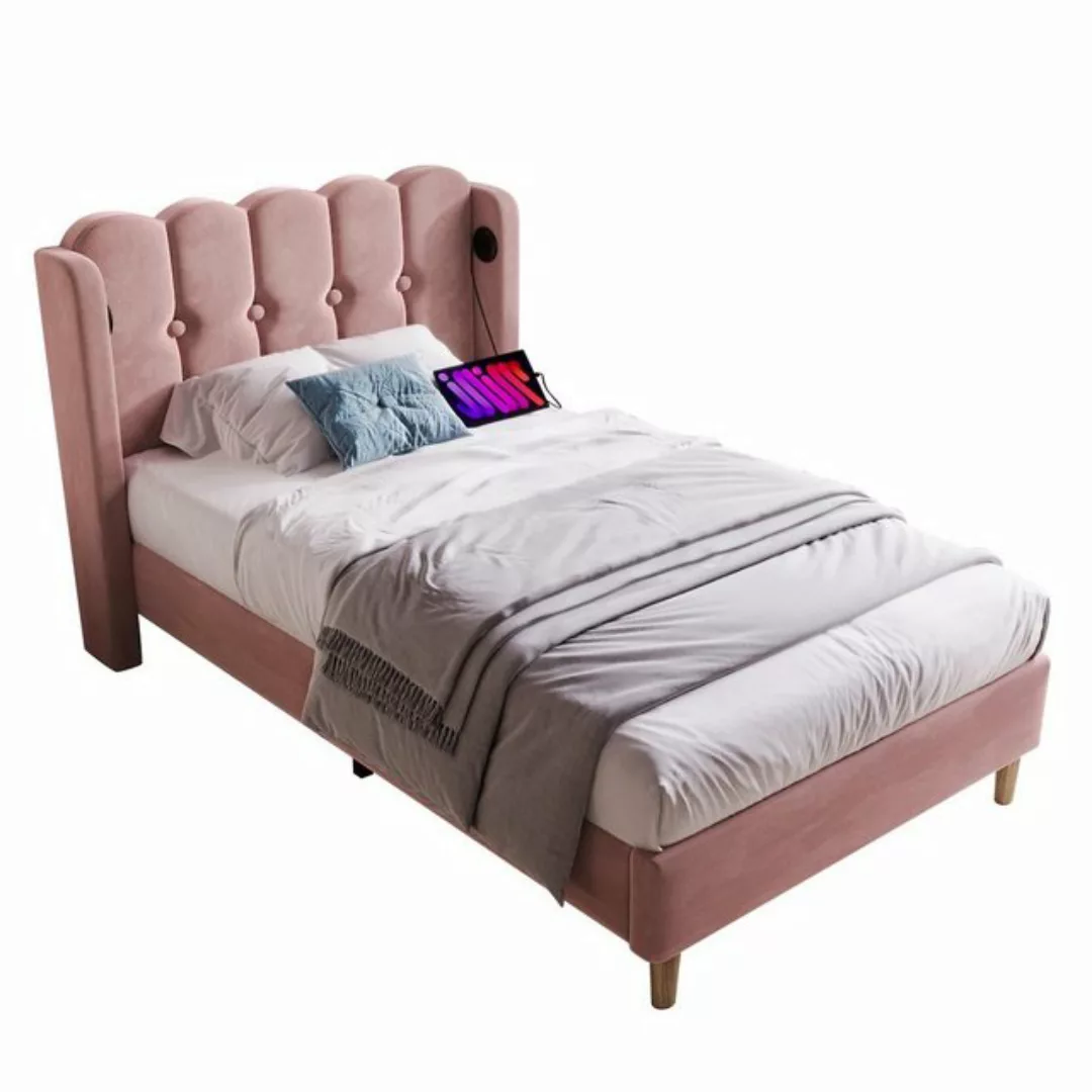 OKWISH Polsterbett Einzelbett Doppelbett mit USB Typ C Ladefunktion (90 x 2 günstig online kaufen