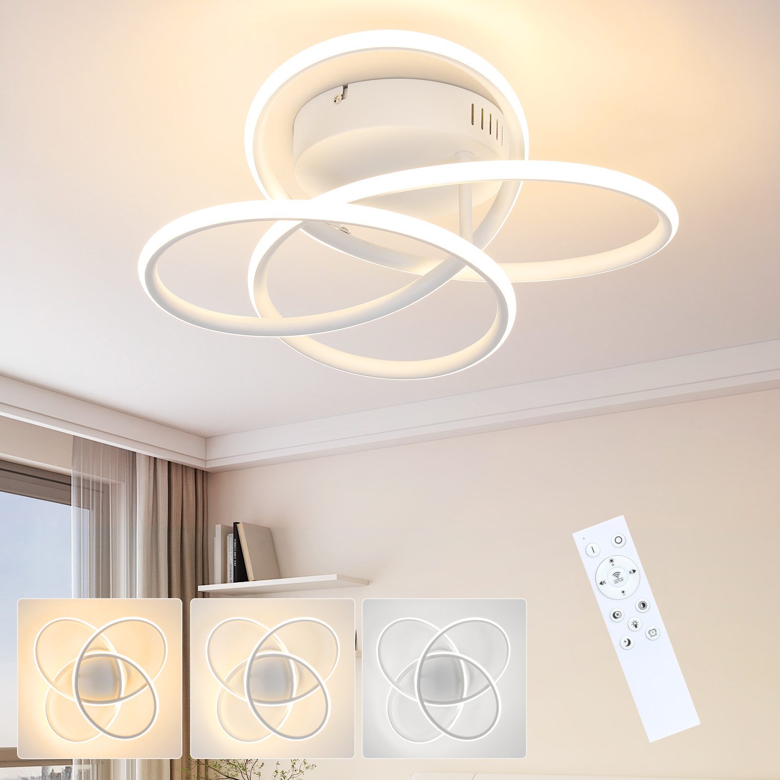 ZMH LED Deckenleuchte Wohnzimmer Metall 36CM günstig online kaufen