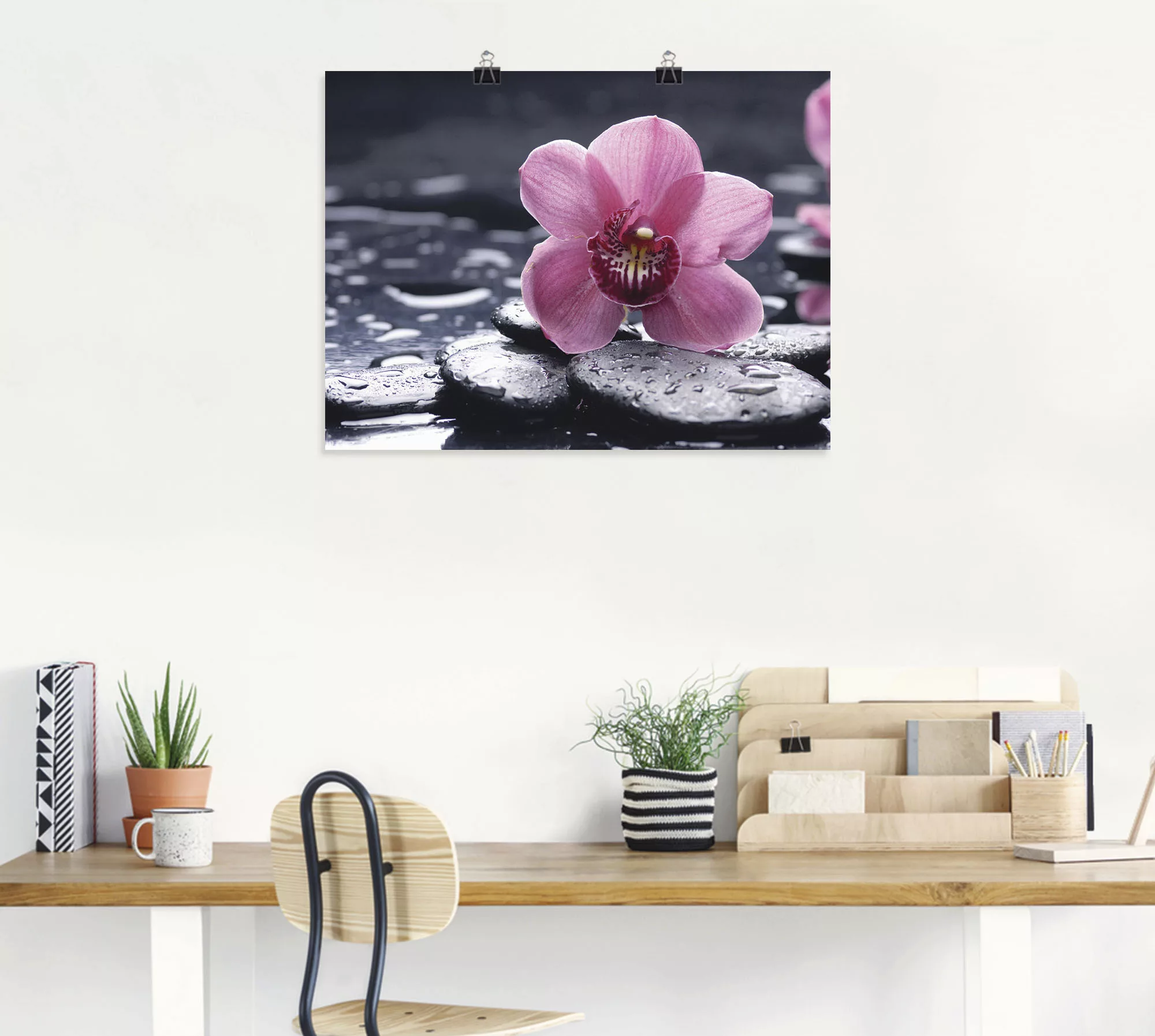 Artland Wandbild "Stillleben mit Kiesel und einer Orchidee", Blumen, (1 St. günstig online kaufen