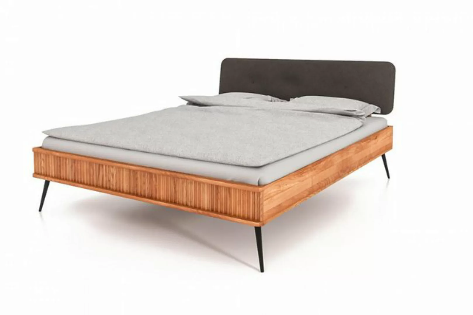 Natur24 Einzelbett Bett Tula 2 Kernbuche massiv 120x200cm mit Polsterkopfte günstig online kaufen