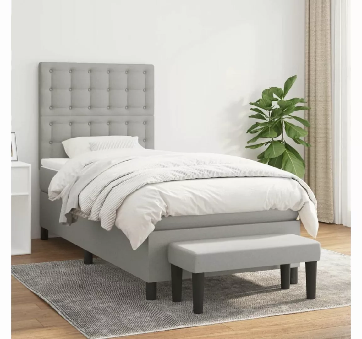 vidaXL Boxspringbett Boxspringbett mit Matratze und Fusshocker Stoff (80 x günstig online kaufen