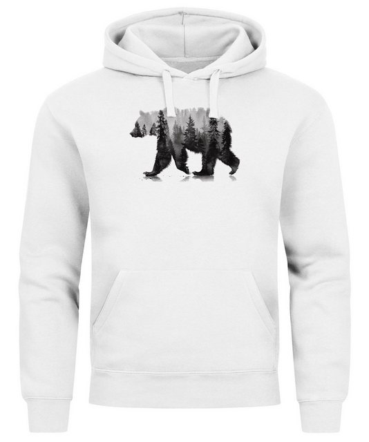 Neverless Hoodie Hoodie Herren Print Bär Motiv Aufdruck Grafik Wald Bäume O günstig online kaufen