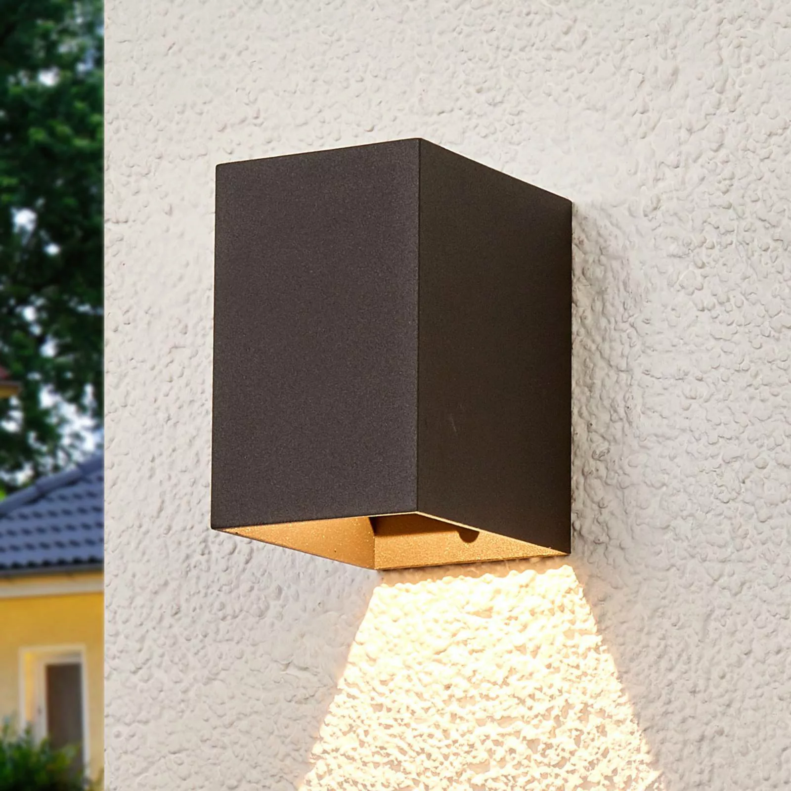 Dunkelgraue LED-Außenwandlampe Mikka günstig online kaufen