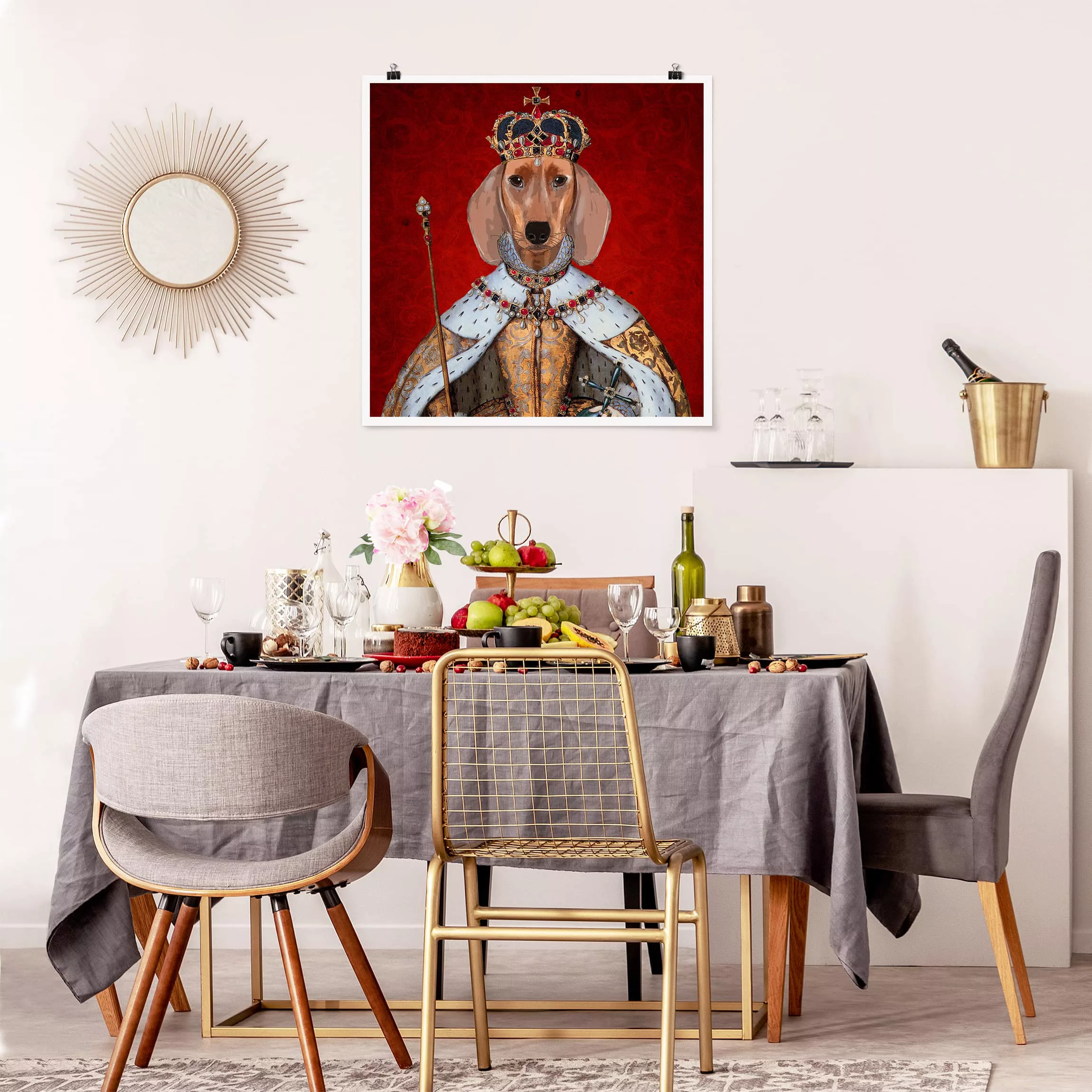 Poster Tiere - Quadrat Tierportrait - Dackelkönigin günstig online kaufen