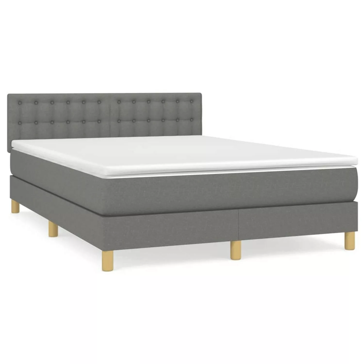 vidaXL Boxspringbett Boxspringbett mit Matratze Dunkelgrau 140x200 cm Stoff günstig online kaufen