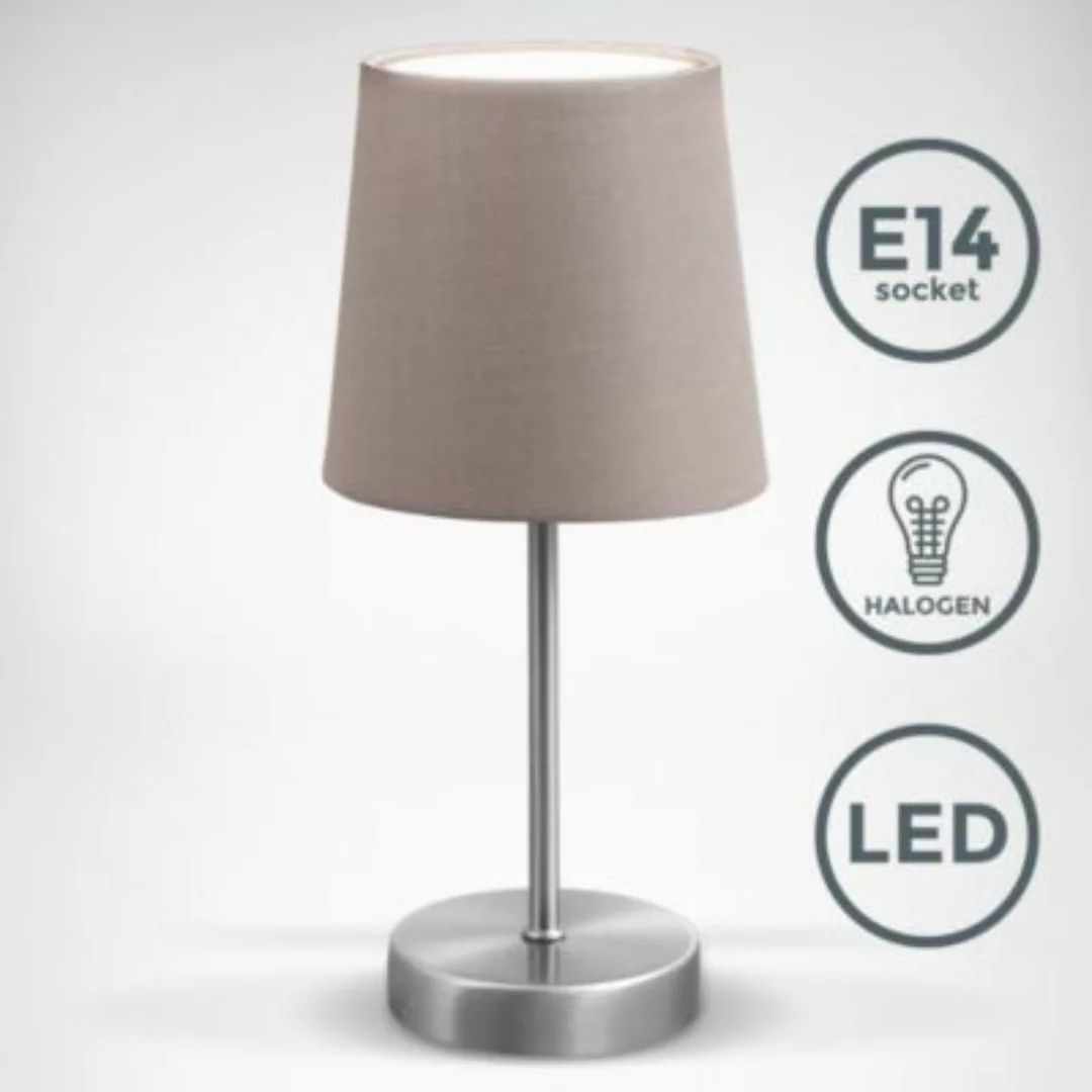 B.K.Licht LED Tischleuchte Stoff Dekolampe Nachttisch-Leuchte Wohnzimmerlam günstig online kaufen