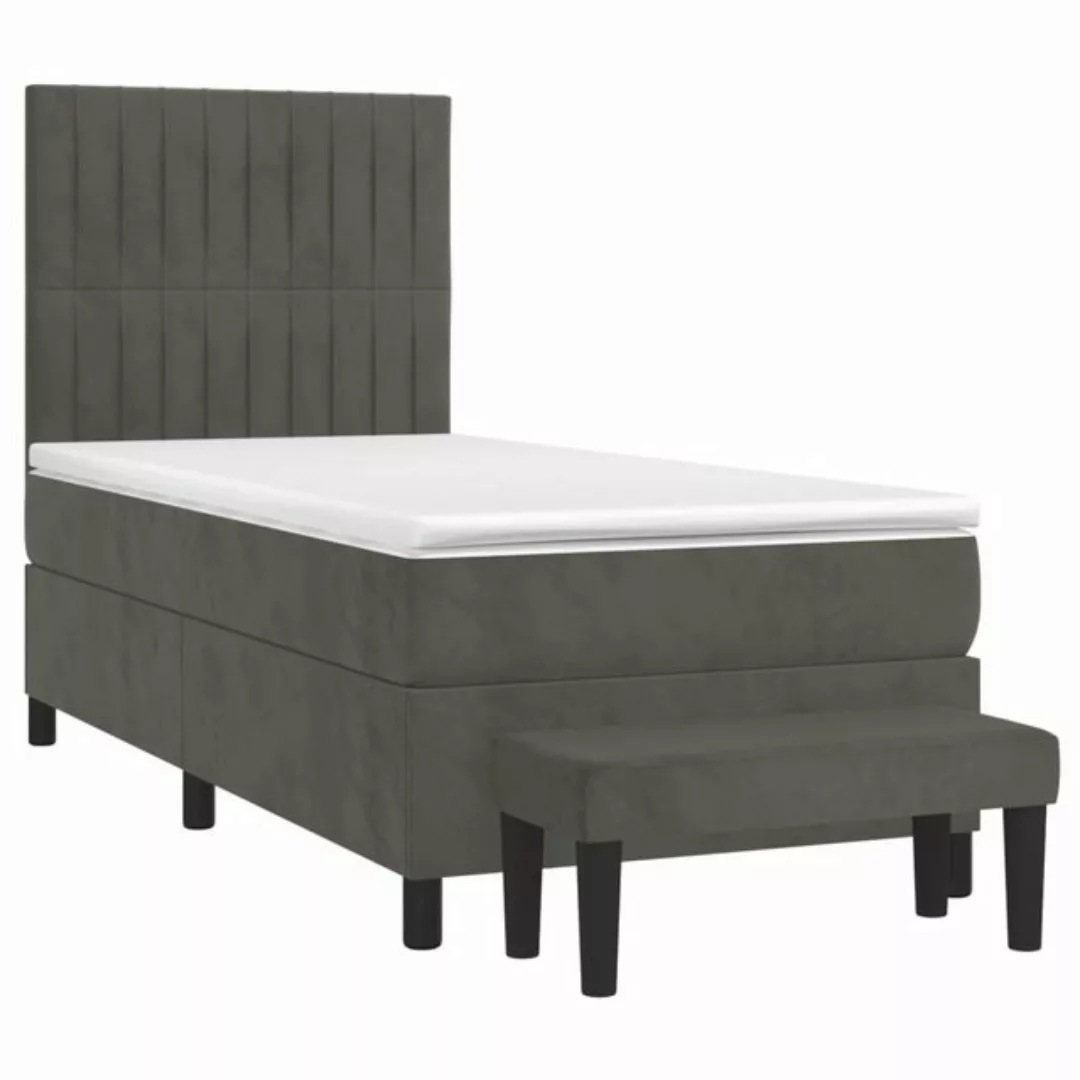 vidaXL Bettgestell Boxspringbett mit Matratze Dunkelgrau 80x200 cm Samt Bet günstig online kaufen