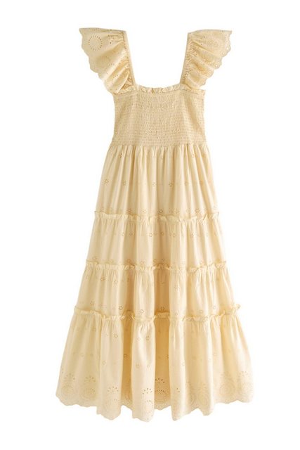 Next Sommerkleid Gerafftes Sommerkleid mit Stickereien (1-tlg) günstig online kaufen