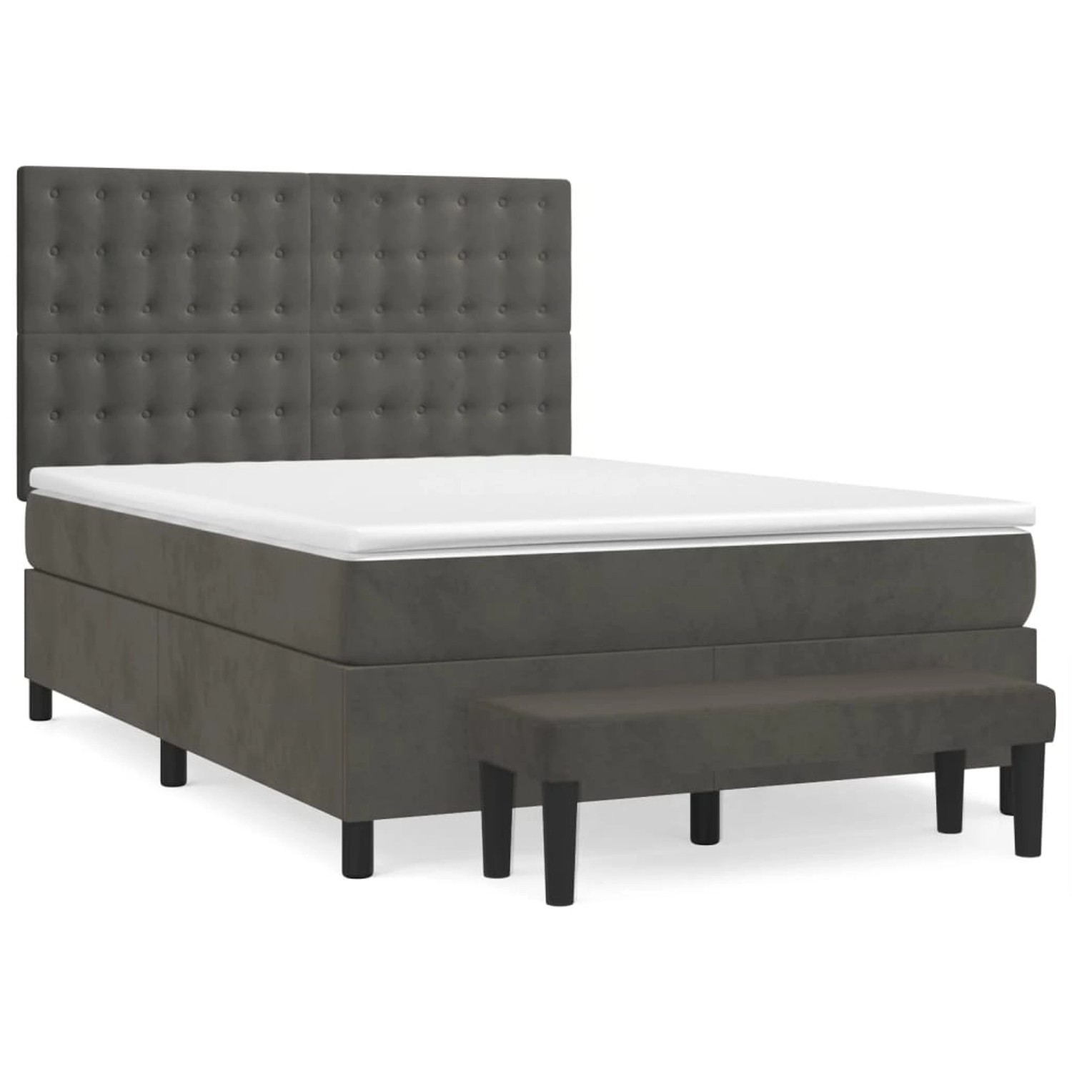 vidaXL Boxspringbett Boxspringbett mit Matratze Dunkelgrau 140x200 cm Samt günstig online kaufen