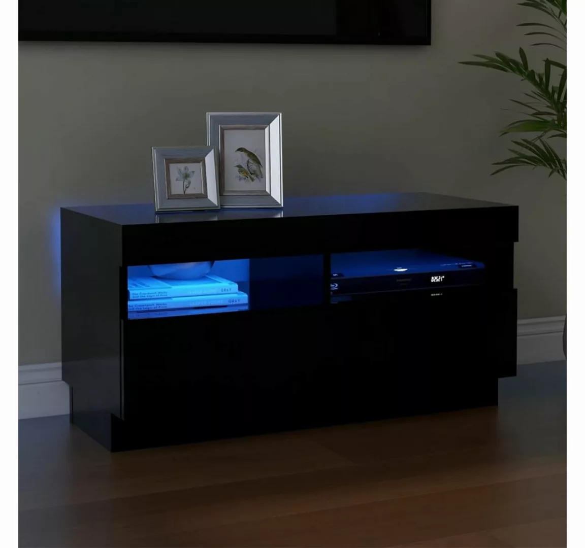 vidaXL TV-Schrank TV-Schrank mit LED Leuchten Schwarz 80x35x40 cm Lowboard günstig online kaufen