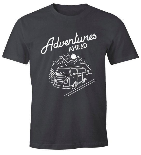 MoonWorks Print-Shirt Herren T-Shirt Bus Retro Abenteuer Adventures Ahead m günstig online kaufen