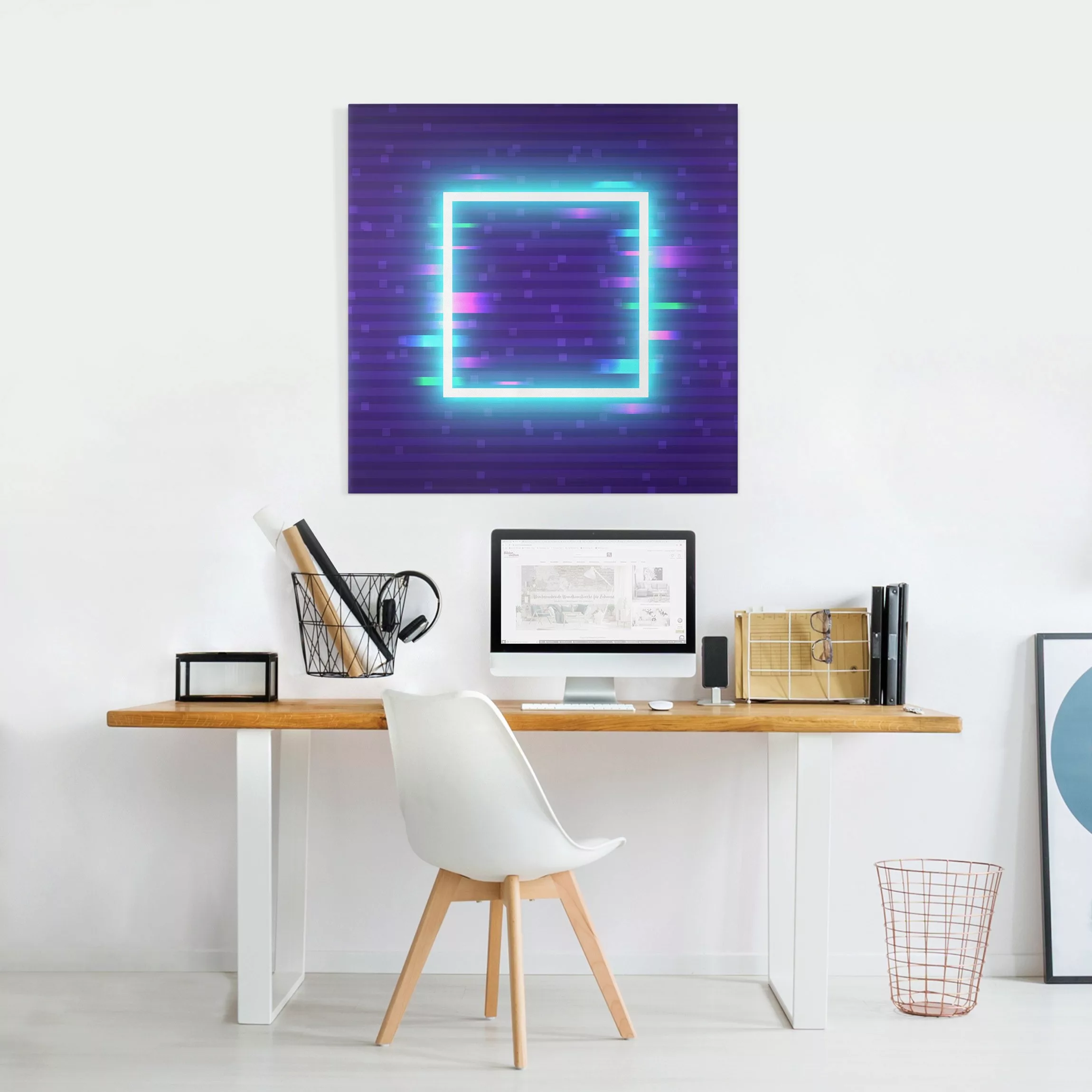 Leinwandbild Geometrisches Quadrat in Neonfarben günstig online kaufen