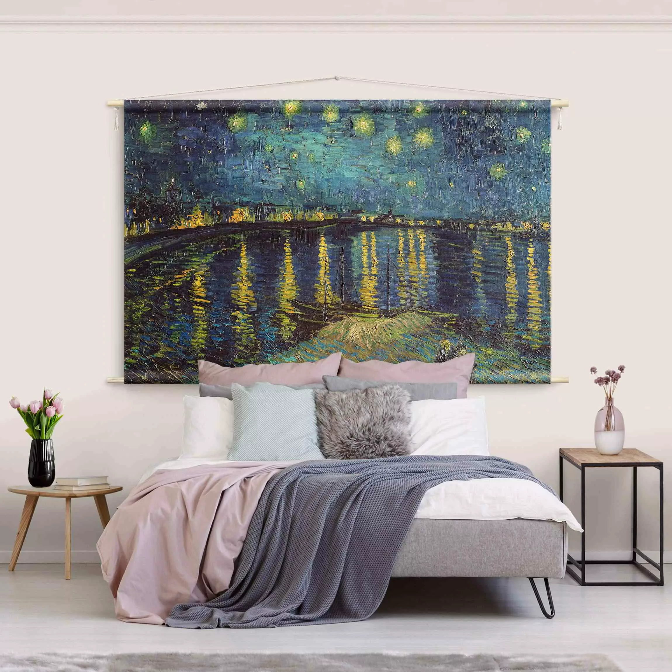 Wandteppich Vincent van Gogh - Sternennacht über der Rhône günstig online kaufen