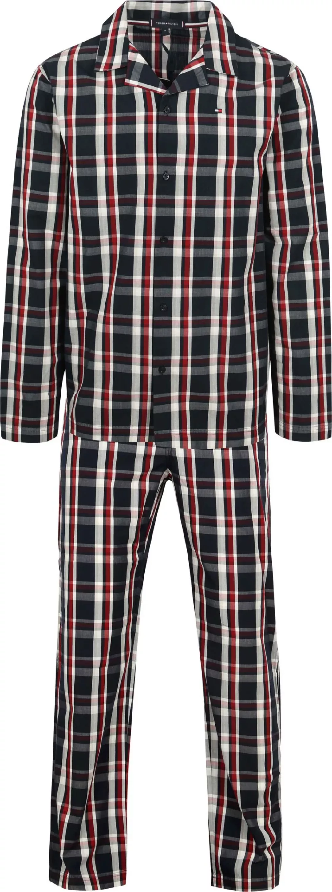 Tommy Hilfiger Pyjama Set Karomuster Dunkelblau - Größe M günstig online kaufen