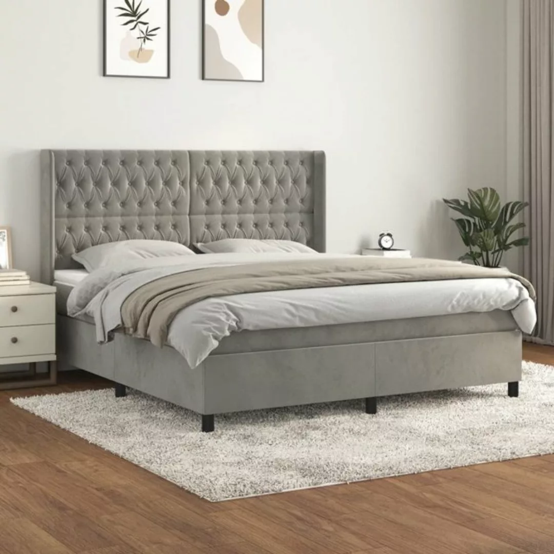 vidaXL Bettgestell Boxspringbett mit Matratze Dunkelgrau 180x200 cm Samt Be günstig online kaufen