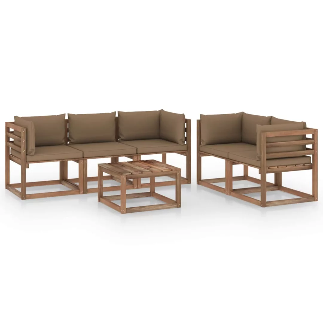 6-tlg. Garten-lounge-set Mit Taupe Kissen günstig online kaufen