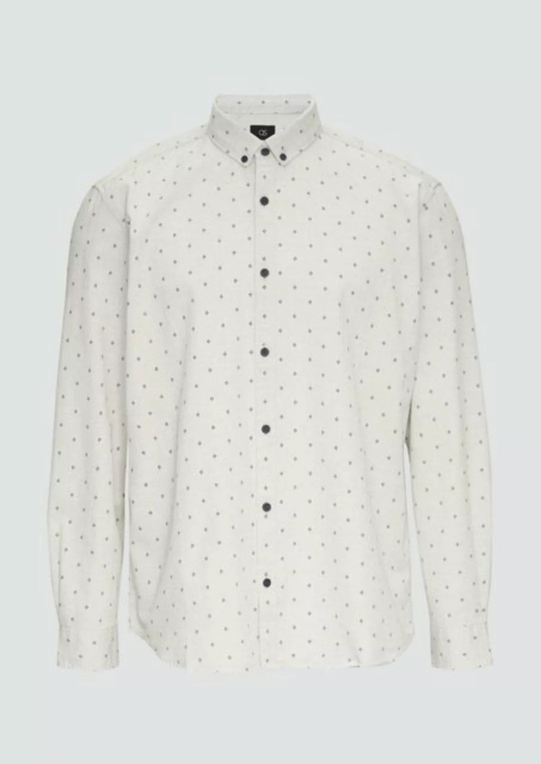 QS Langarmhemd Regular Fit: Hemd mit All-over-Print und Button-Down-Kragen günstig online kaufen