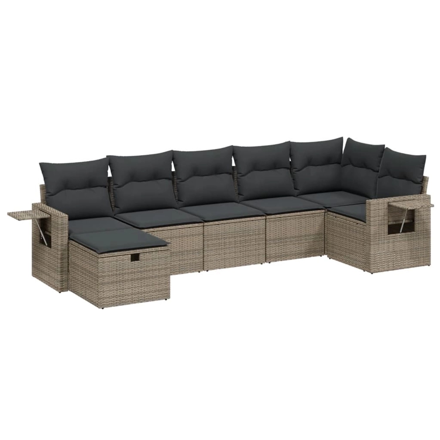 vidaXL 7-Tlg Garten-Sofagarnitur mit Kissen Grau Poly Rattan 3263816 günstig online kaufen