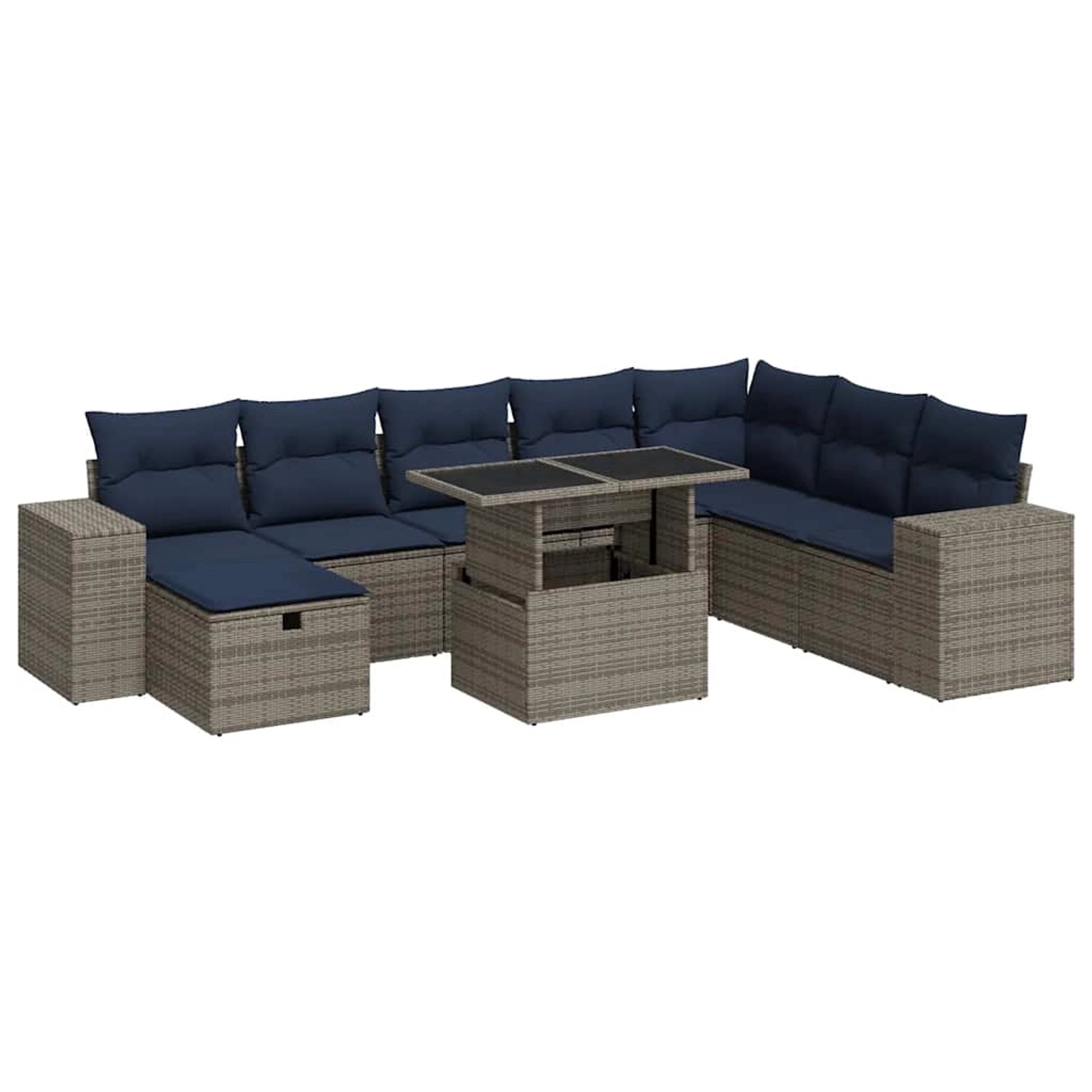 vidaXL 9-Tlg Garten-Sofagarnitur mit Kissen Braun Poly Rattan Akazie 332796 günstig online kaufen