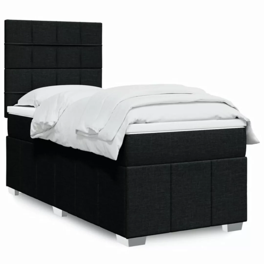 vidaXL Boxspringbett Boxspringbett mit Matratze Schwarz 90x200 cm Stoff Bet günstig online kaufen