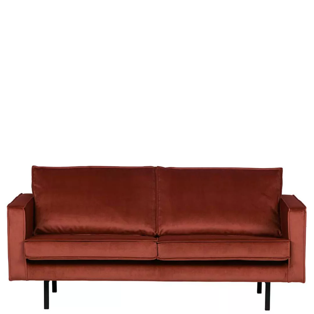 Zweisitzer Sofa in Rotbraun Samt 190 cm breit günstig online kaufen