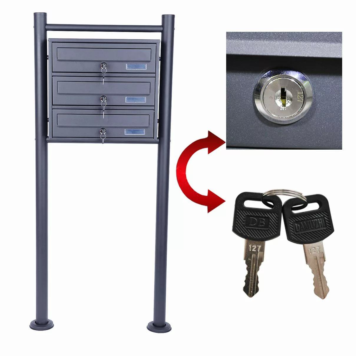 HELO24 Standbriefkasten Briefkastenanlage 4 Fächer (1x4) günstig online kaufen