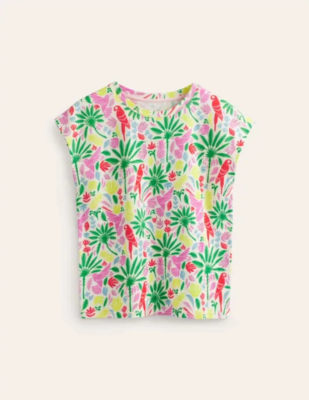 Louisa Flammgarn-T-Shirt mit Druck Damen Boden, Bunt, Tropisches Paradies günstig online kaufen