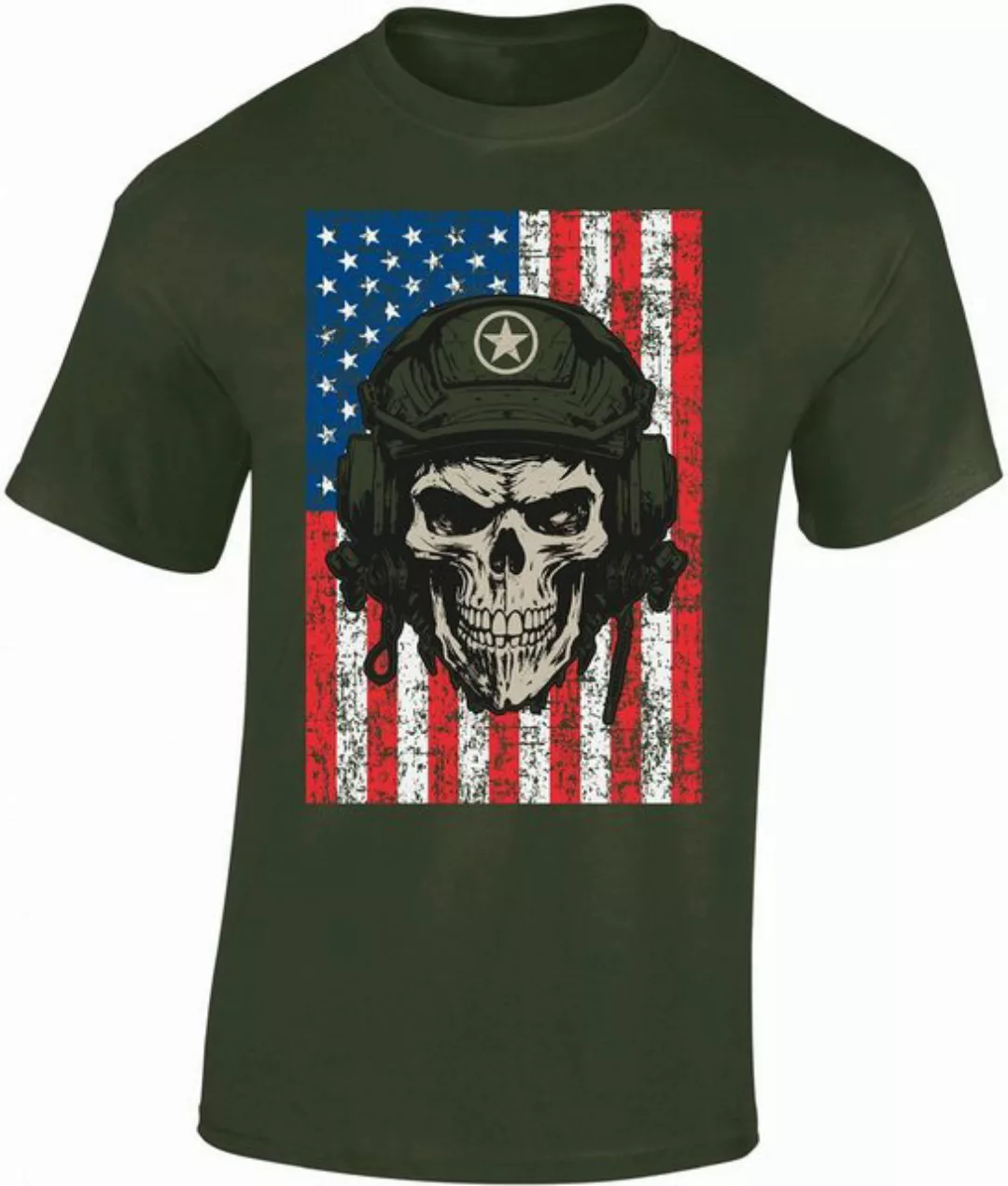 Baddery Print-Shirt US Army Shirt: "Army Skull" - USA T-Shirt Männer - Star günstig online kaufen