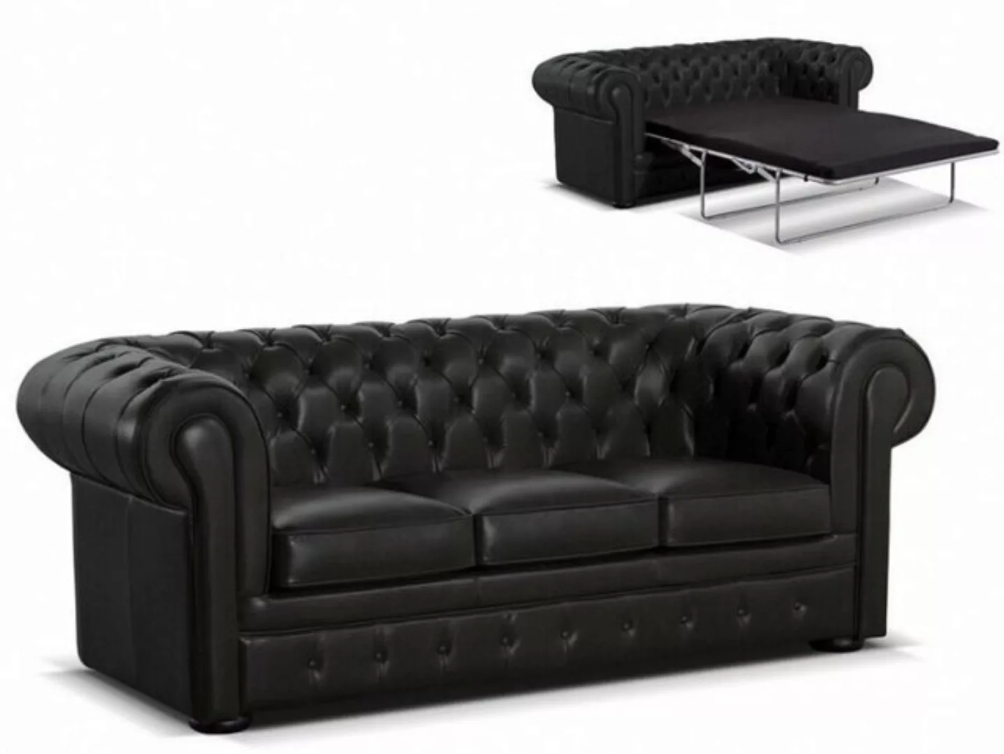 JVmoebel Chesterfield-Sofa Schwarz Chesterfield 3Sitzer Klassische Luxus So günstig online kaufen
