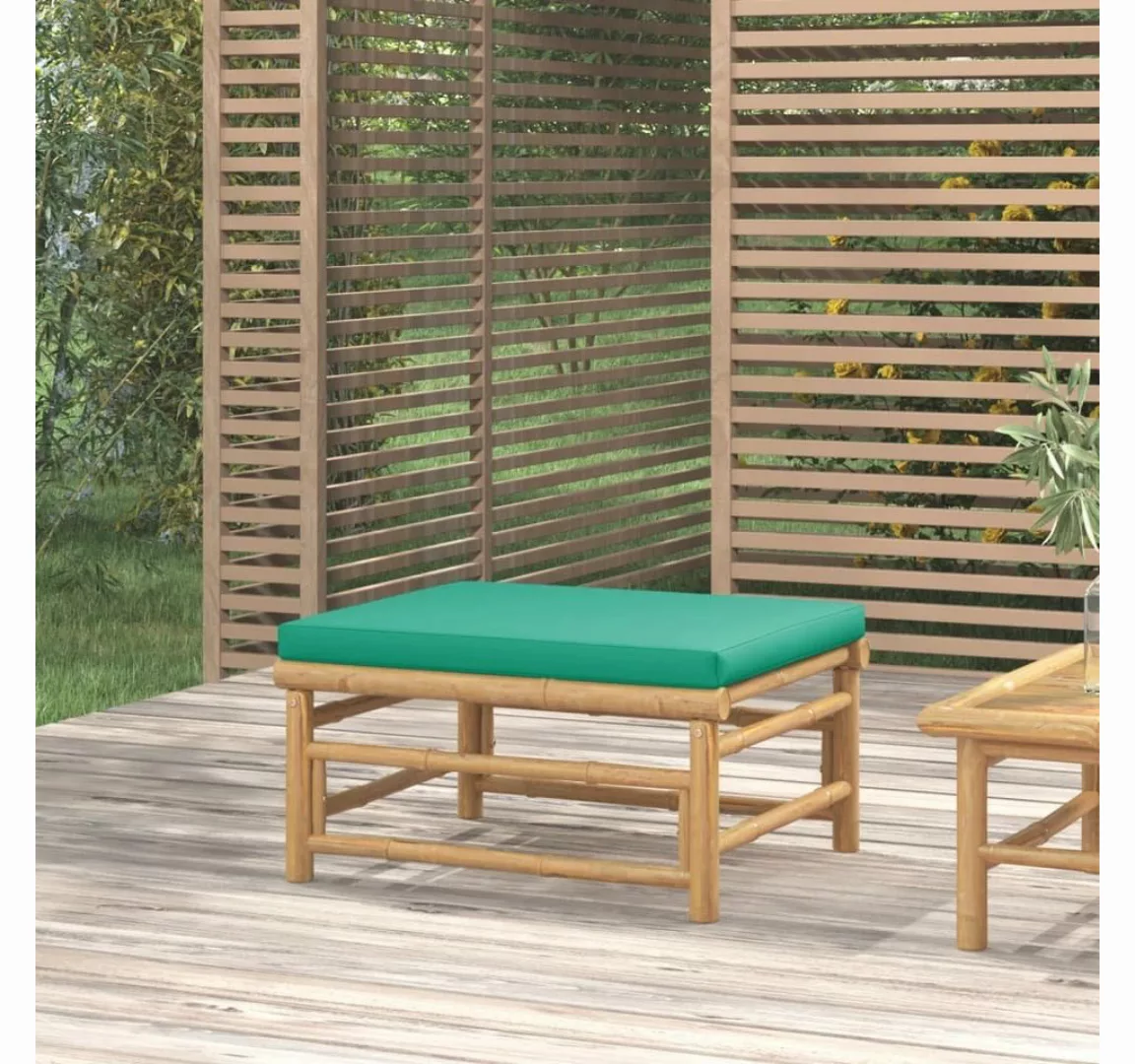 vidaXL Loungesofa Gartenhocker mit Grünem Kissen Bambus, 1 Teile günstig online kaufen