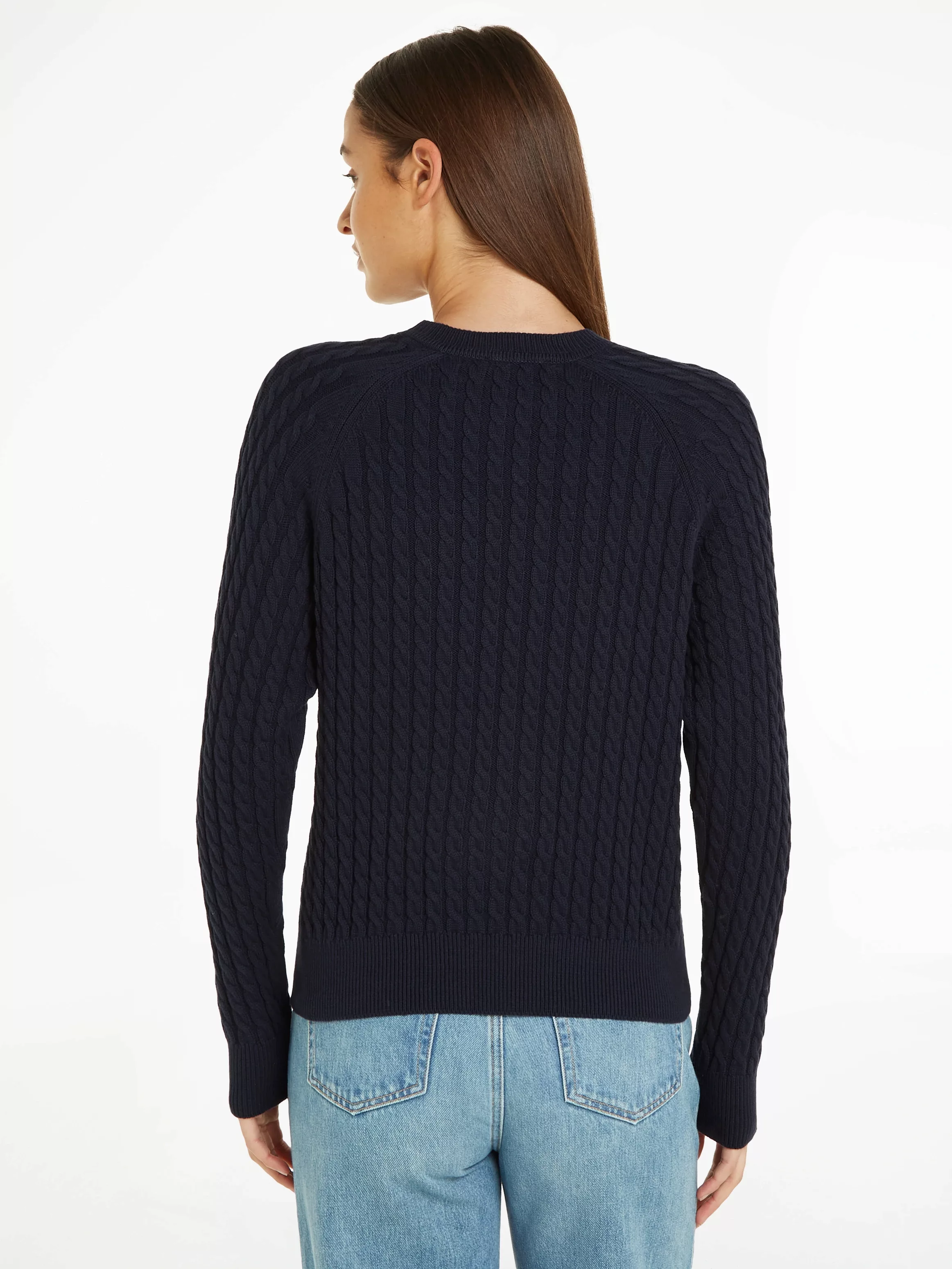 Tommy Hilfiger Rundhalspullover CO CABLE C-NK SWEATER mit Zopfmuster günstig online kaufen