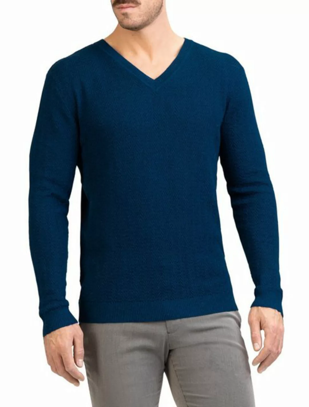 Posh Gear V-Ausschnitt-Pullover Herren V-Neck Pullover Maglione Alpakawolle günstig online kaufen