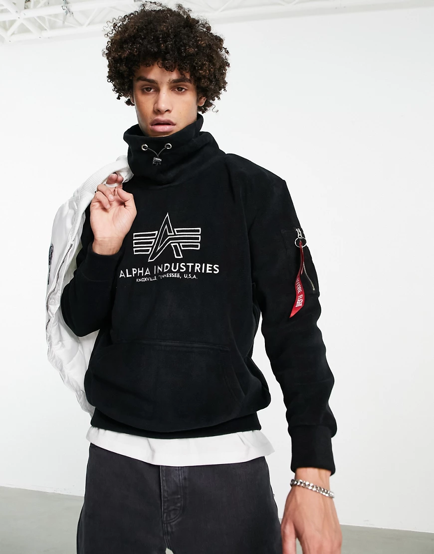 Alpha Industries – Sweatshirt aus Polarfleece in Schwarz mit Stehkragen und günstig online kaufen