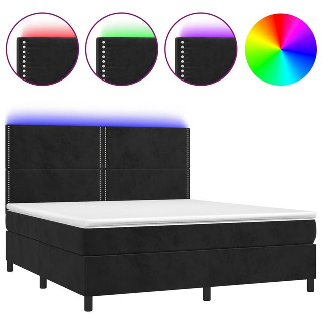 vidaXL Boxspringbett Boxspringbett mit Matratze & LED Samt (160 x 200 cm, S günstig online kaufen