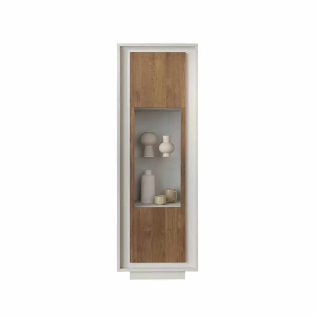 freiraum Vitrine Siena 3 Böden, Weiss Lack matt, Mercure Eiche Dekor - 67x1 günstig online kaufen