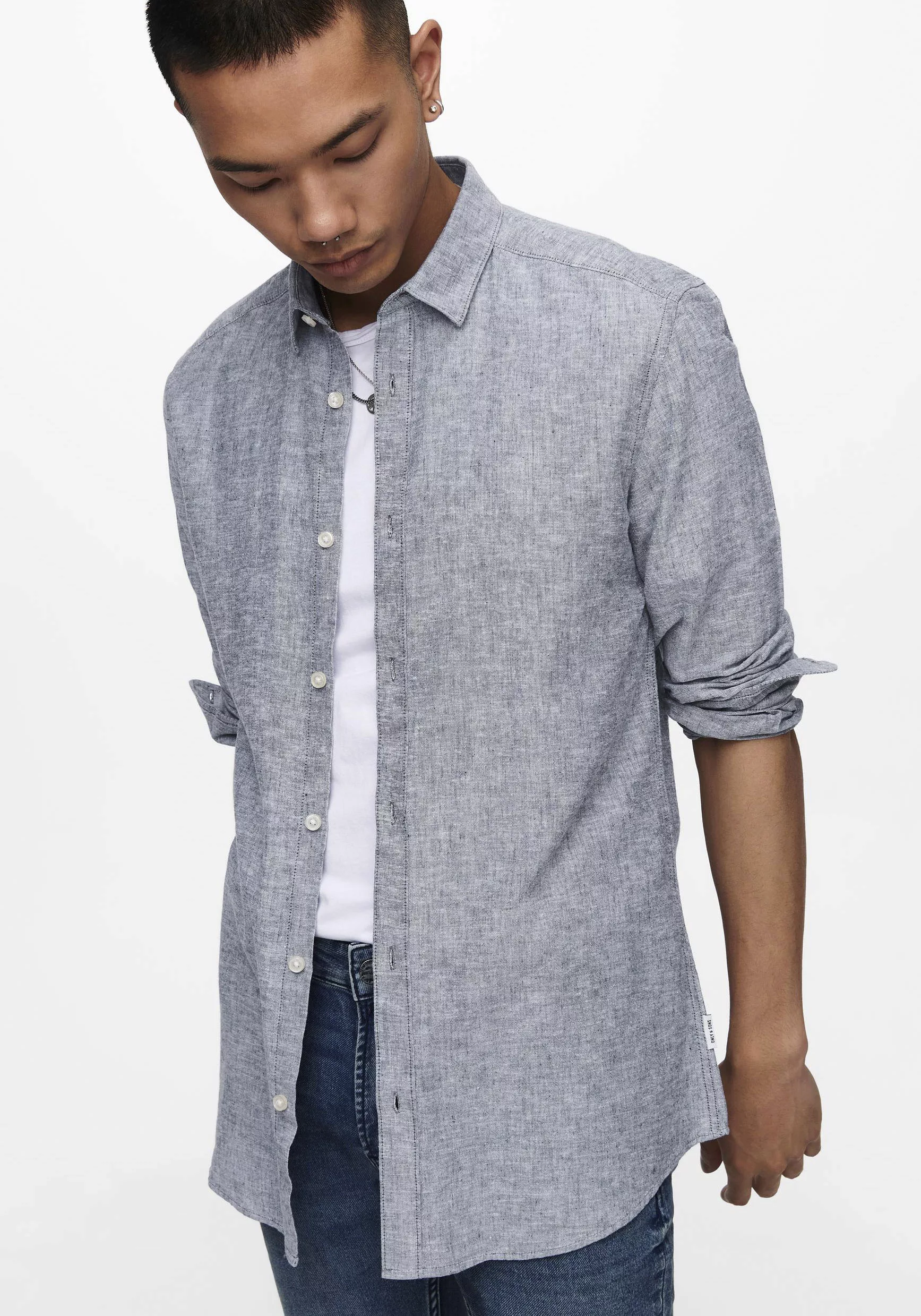 ONLY & SONS Langarmhemd ONSCAIDEN LS SOLID LINEN SHIRT NOOS günstig online kaufen