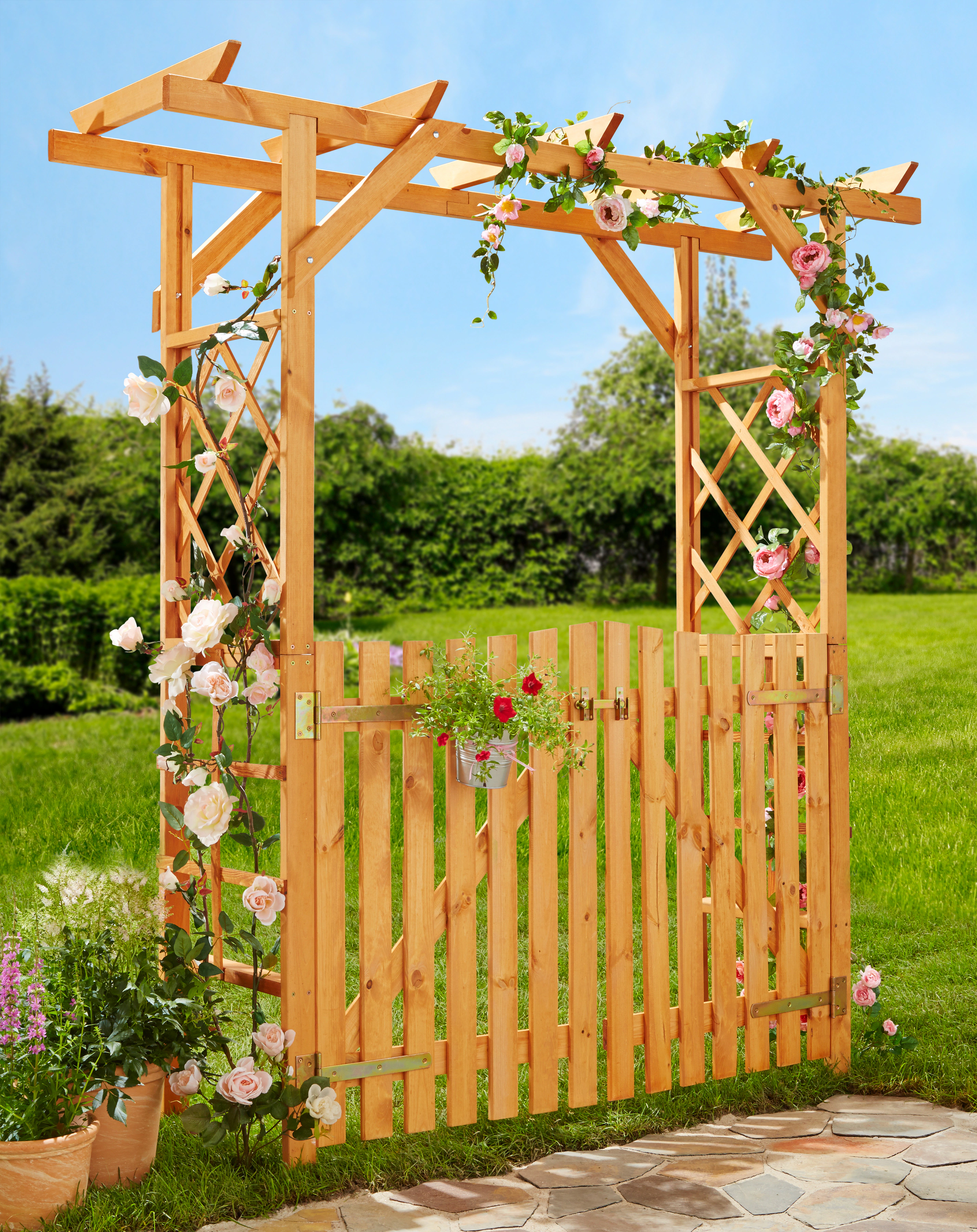 promadino Rosenbogen "Pergola Ben", (Set), BxTxH: 200x65x208 cm, mit Türen, günstig online kaufen