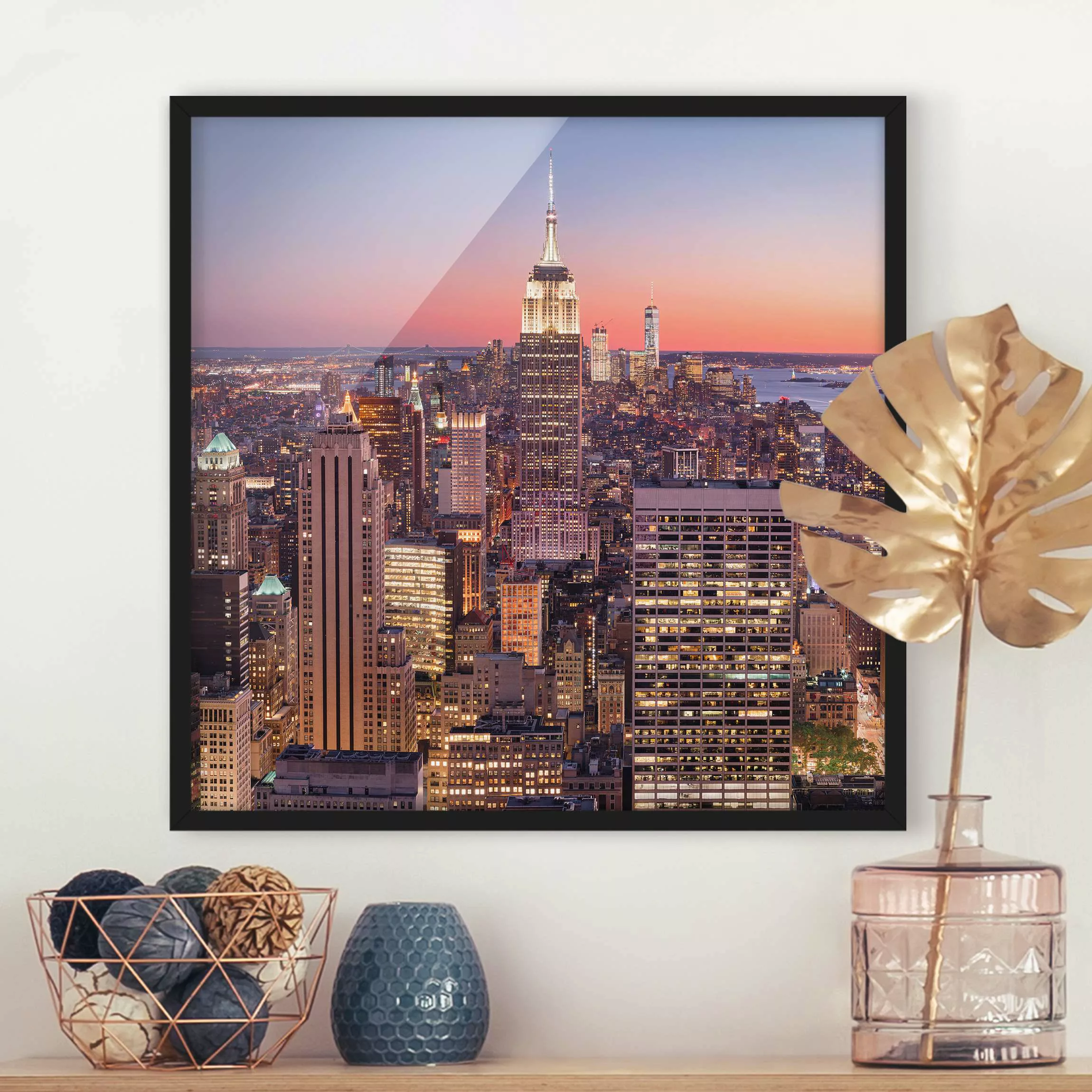 Bild mit Rahmen Architektur & Skyline - Quadrat Blick vom Top of the Rock günstig online kaufen