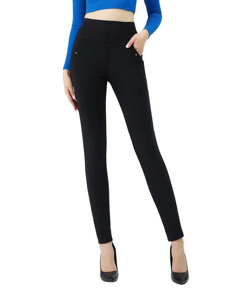 Jepo Leggings Elastische Damenhose Skinny slim Fit bequeme Schwarz M/L Dame günstig online kaufen