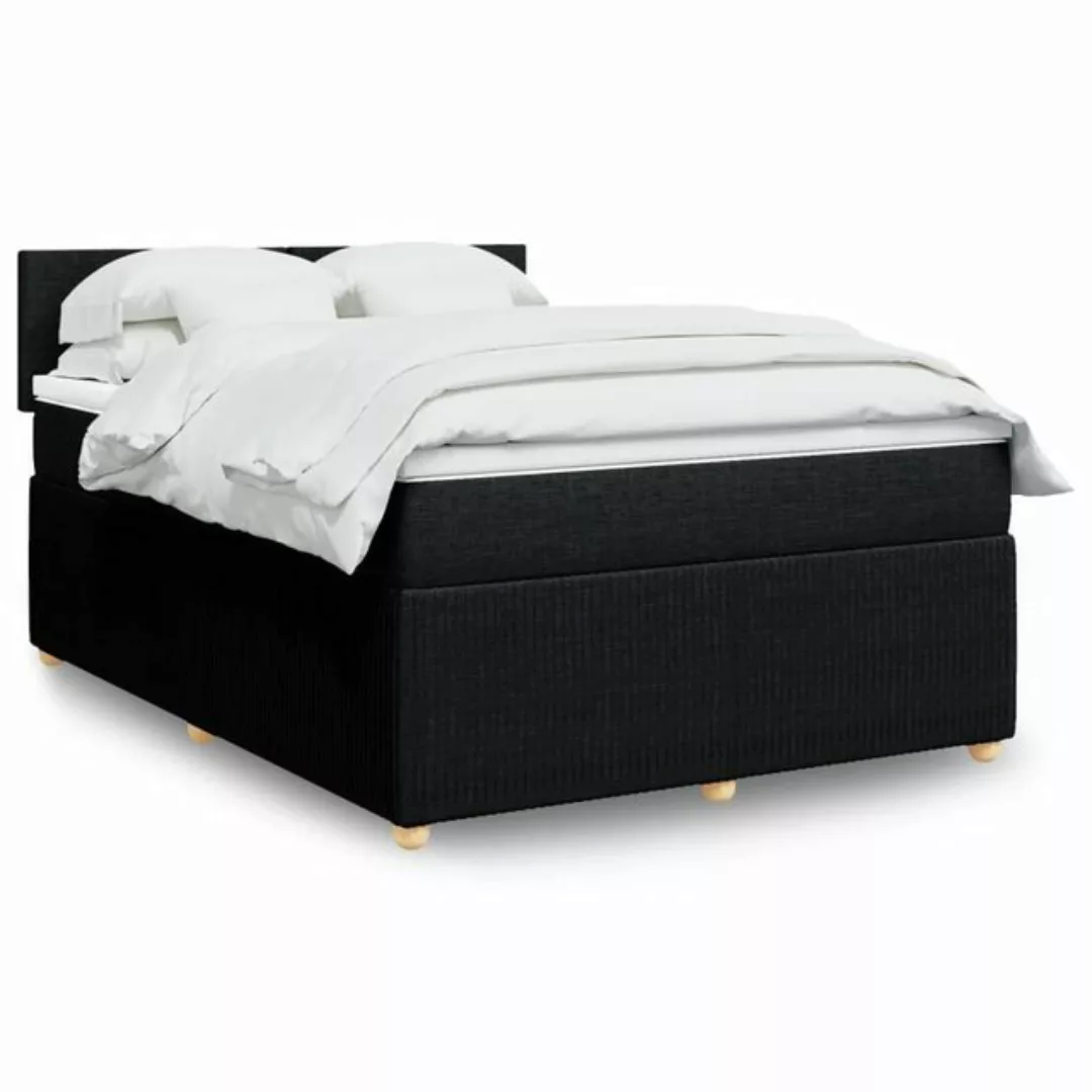 vidaXL Boxspringbett, Boxspringbett mit Matratze Schwarz 140x200 cm Stoff günstig online kaufen