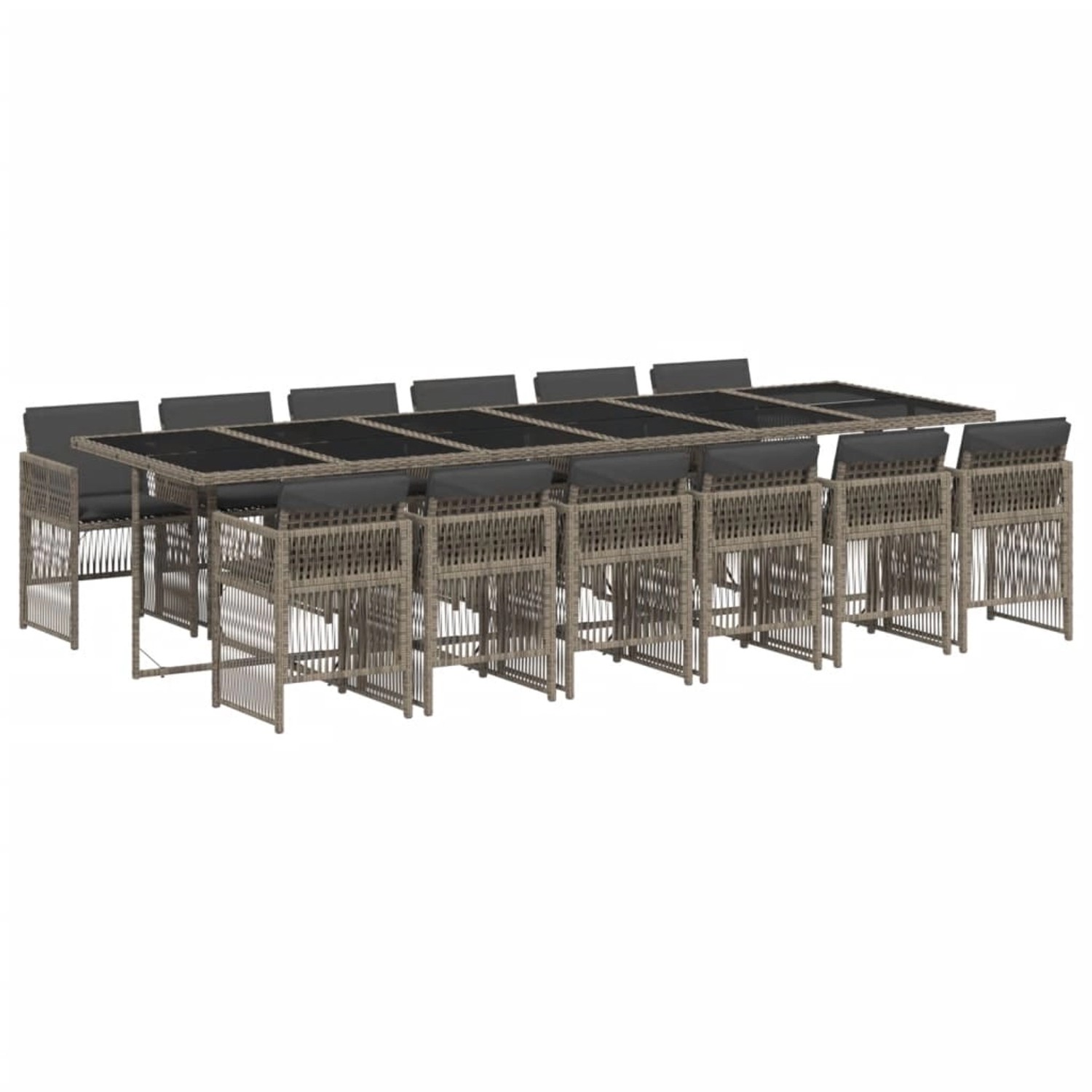 vidaXL 13-Tlg Garten-Essgruppe mit Kissen Grau Poly Rattan 3210944 günstig online kaufen