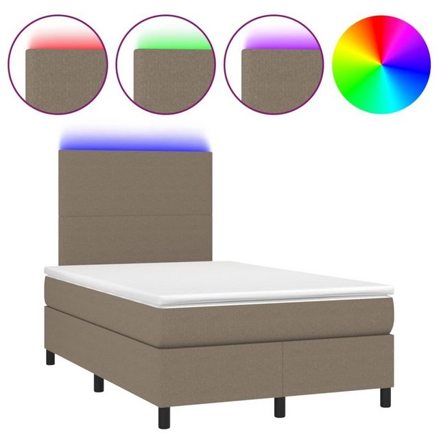 vidaXL Bettgestell Boxspringbett mit Matratze LED Taupe 120x200 cm Stoff Be günstig online kaufen