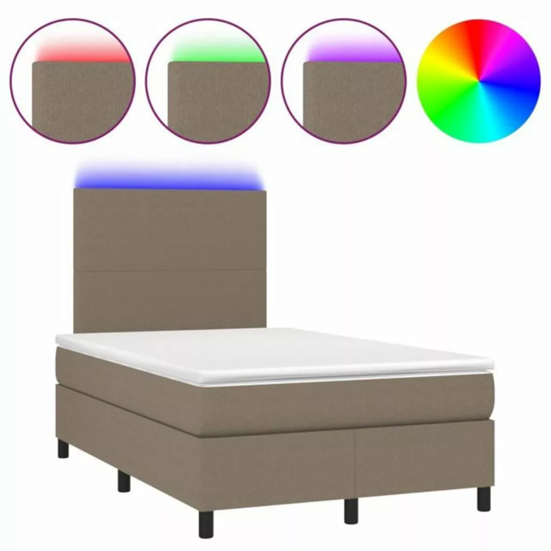 vidaXL Bettgestell Boxspringbett mit Matratze LED Taupe 120x200 cm Stoff Be günstig online kaufen