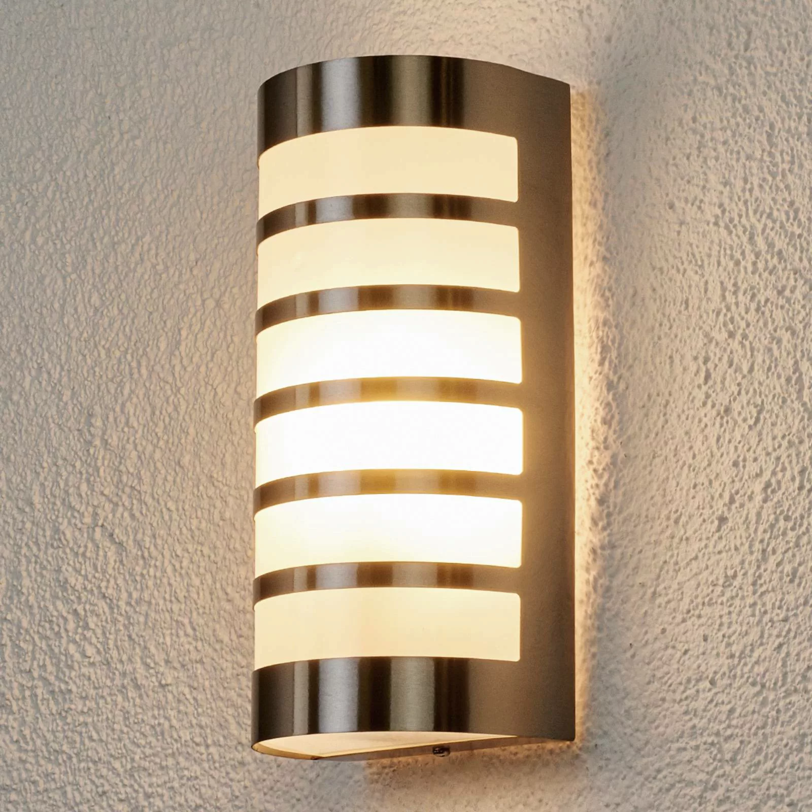 Lindby Außenwandlampe Alvin, Streben, Edelstahl, IP44, E27 günstig online kaufen